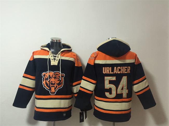 Men's Navy Chicago Bears ##54 Brian Urlacher Ageless Must-Have Lace-Up Pullover Hoodie